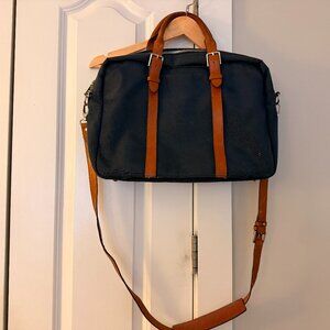 STUART & LAU Briefcase - Blue w/ Light Brown Leather (Genuine)